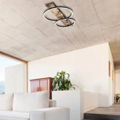 LED-loftlampe Boyal, brun, længde 78 cm, træ, 2 lyskilder.