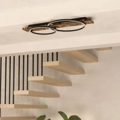 LED-loftlampe Boyal, brun, længde 78 cm, træ, 2 lyskilder.