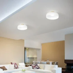 LED-loftlampe Lunar, hvid, glas, Ø 42 cm, CCT, dæmpbar