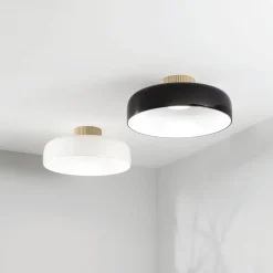 LED-loftlampe Lunar, sort, glas, Ø 42 cm, CCT, dæmpbar