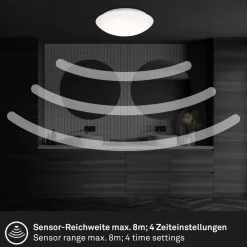 LED-loftlampe med sensor Elipso IP44 4.000K Ø38cm
