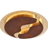LED-loftlampe Nevis, rund, Ø 50 cm, brun-guld