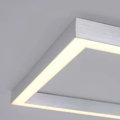 LED-loftlampe PURE Lines, 55 x 55 cm, sølv, CCT, fjernbetjening