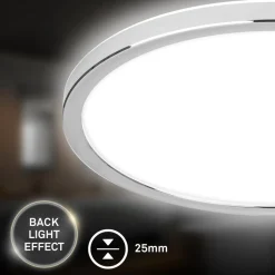 LED-loftlampe til badeværelset Pulap, Ø 42 cm, kromfarvet/hvid metal