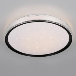 LED-loftlampe Varda, sort, Ø 39 cm, fjernbetjening