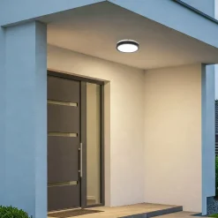 LED-loftlampe Vera, sort, plast, Ø 22 cm, IP65