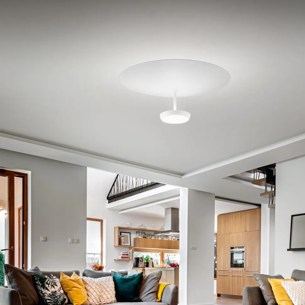 LED-loftlampe Yuko, hvid, metal, 23 cm høj, dæmpbar