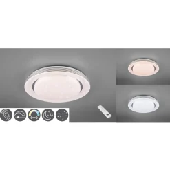 LED-loftslampe Atria, Ø 58 cm, hvid, plast, CCT
