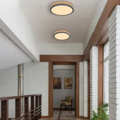 LED-loftslampe Doro Ø 30 cm mørkt træ, grafit