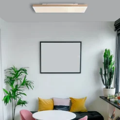 LED-loftslampe Doro, længde 80 cm, mørkt træ, træ, CCT