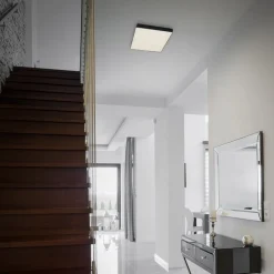 LED-loftslampe Flame Star, 21,2 x 21,2 cm sort