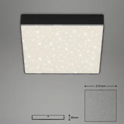 LED-loftslampe Flame Star, 21,2 x 21,2 cm sort