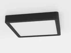 LED-loftslampe Fueva 5 IP44 3000K sort 21x21cm