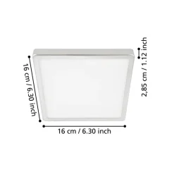 LED-loftslampe Fueva 5 IP44 3000K krom 16x16cm