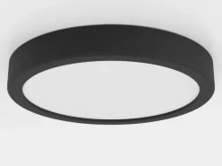 LED-loftslampe Fueva 5 IP44 3000K sort Ø21cm