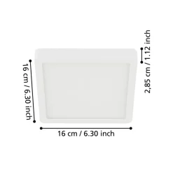 LED-loftslampe Fueva 5 IP44 3000K hvid 16x16cm