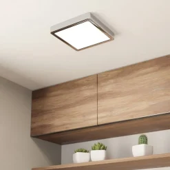 LED-loftslampe Fueva 5 IP44 3000K krom 21x21cm