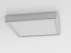 LED-loftslampe Fueva 5 IP44 3000K krom 21x21cm