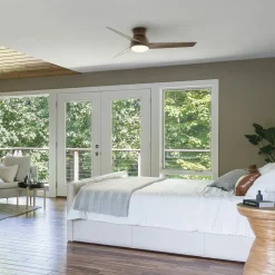 LED-loftventilator Eris, IP44, valnød