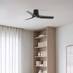 LED-loftventilator Hey, sort, DC, støjsvag, Ø 90 cm, CCT