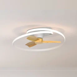 LED-loftventilator Ocean hvid/træ DC støjsvag Ø 78 cm CCT