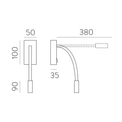 LED-læselampe Cio, afbryder, flexarm, 930, sort