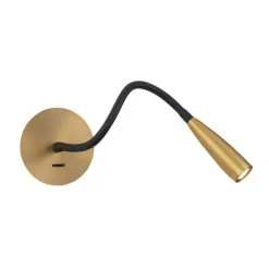 LED-læselampe H63 med fleksibel arm, mat messing