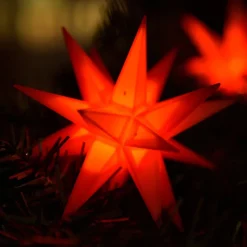 LED-lyskæde med 9 stjerner til udendørs brug, rød