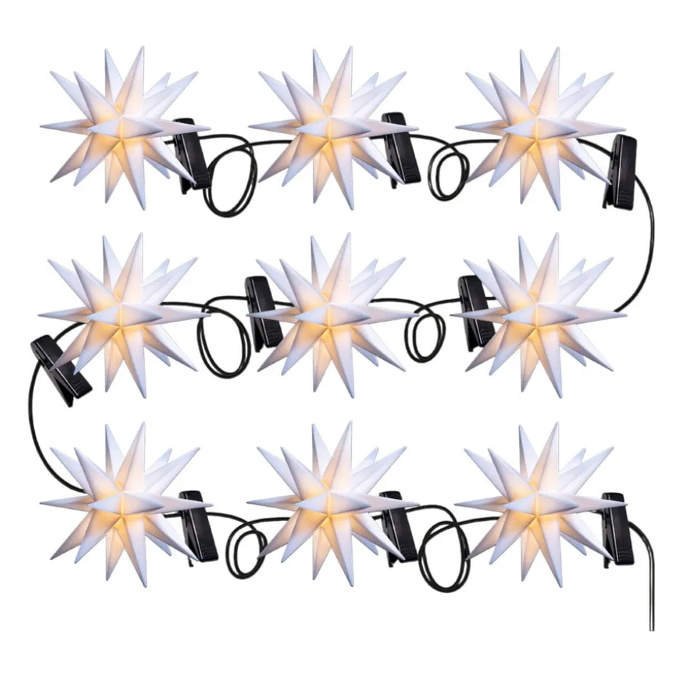 LED-lyskæde med baby-stjerner udenpå 9 lyskilder hvid