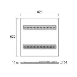 LED-panel OptiClip R 625 2L, hvid, 33 W, 4.000 K, Multipower