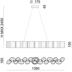 LED-pendellampe Honey, dæmpbar, 139 cm lang