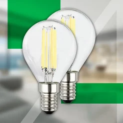 LED-pære dråbe E14 4W klar 3000K 840lm energiklasse 2er