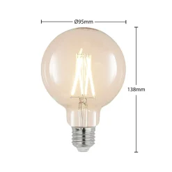 LED-pære E27 8 W 2.700 K G95 globe klar 3 stk