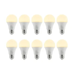 LED-pære E27 A60 9,5 W 3.000 K opal sæt med 10 stk