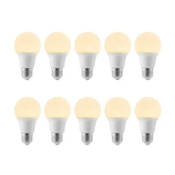 LED-pære E27 A60 8 W 3.000 K opal, sæt med 10 stk