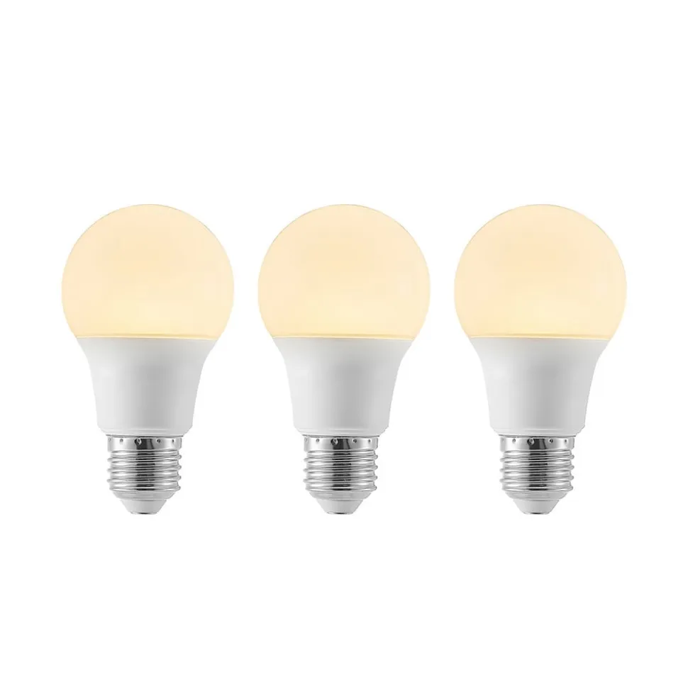 LED-pære E27 A60 8 W 3.000 K opal, sæt med 3 stk