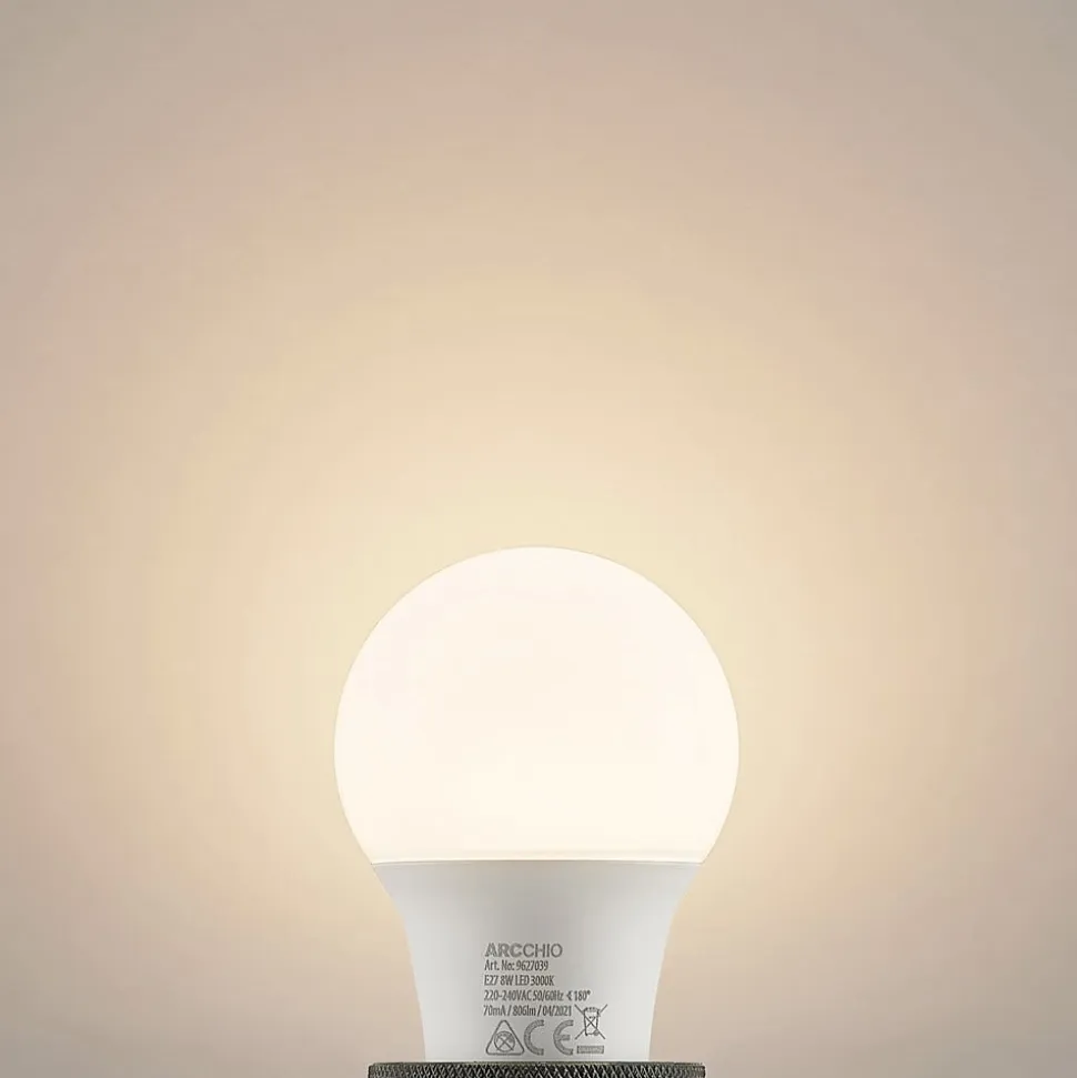 LED-pære E27 A60 8 W 3.000 K opal, sæt med 3 stk