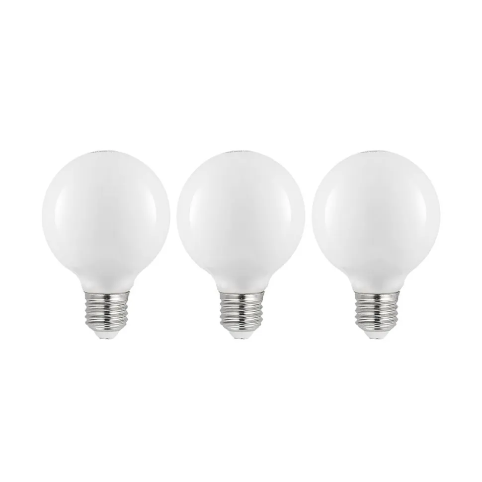 LED-pære E27 8W G80 2.700K dæmpbar, opal, sæt med 3 stk