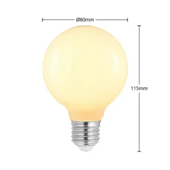 LED-pære E27 8W G80 2.700K dæmpbar, opal, sæt med 3 stk