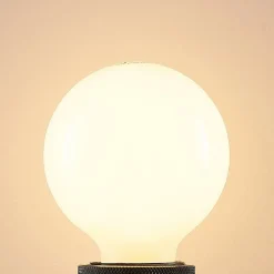 LED-pære E27 8W G80 2.700K dæmpbar, opal, sæt med 2 stk