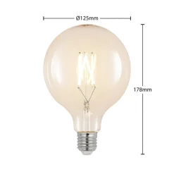 LED-pære E27 8W 2.700K G125 Globe, glødetråd, klar