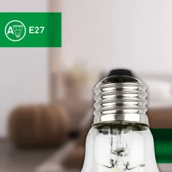 LED-pære E27 4W klar 3000K 840 lm energiklasse 2er