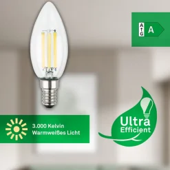LED-pære stearinlys E14 2,5W klar 3000K 525 lm energiklasse 2er