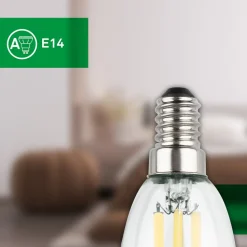 LED-pære stearinlys E14 2,5W klar 3000K 525 lm energiklasse 2er