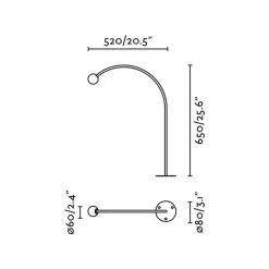 LED-sokkellampe Cuca, sort, stål/glas, højde 65 cm