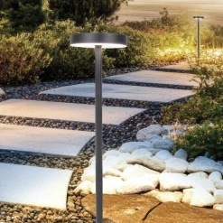 LED-sokkellampe Tango mørkegrå Højde 50 cm Metal, jordspyd