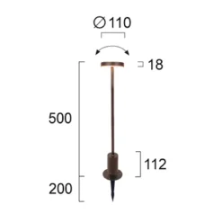 LED-sokkellampe Tango rustbrun, højde 50 cm metal, jordspyd
