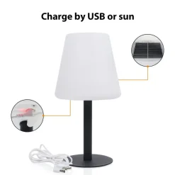 LED-solcellebordlampe OSL-50012 med genopladeligt batteri og USB-kabel