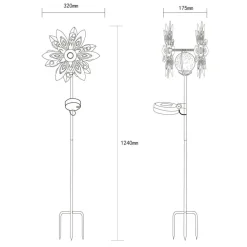 LED-solcellelampe 36578, jordspyd, rustbrun, metal, glas