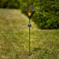 LED-solcellelampe 48702 med jordspyd og glaskugle